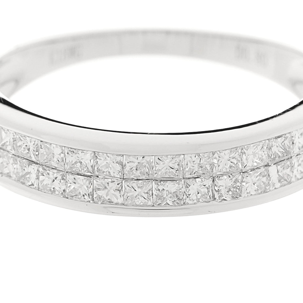 18K White Gold Diamond .80ctw Princess Cut Half Eternity Band Ring  52 6