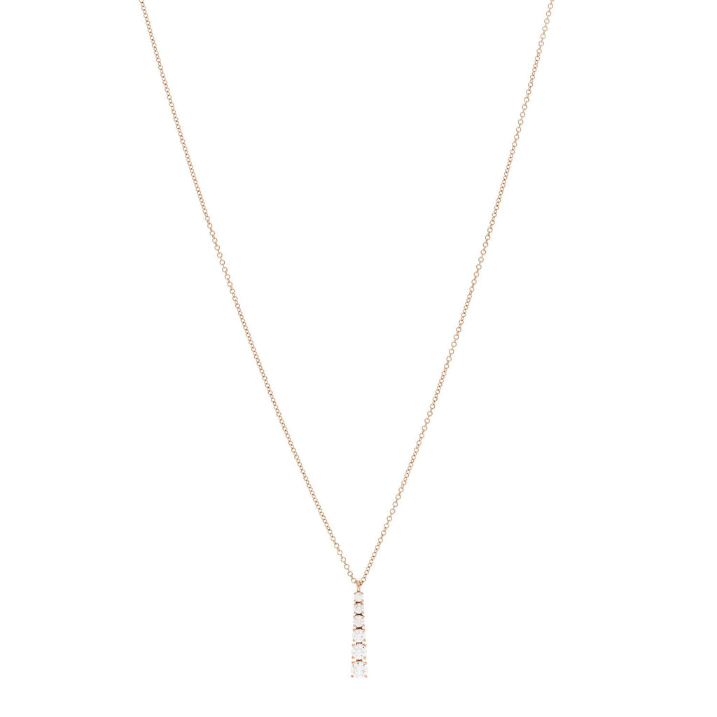 18K Rose Gold Diamond Graduated Drop Pendant Necklace