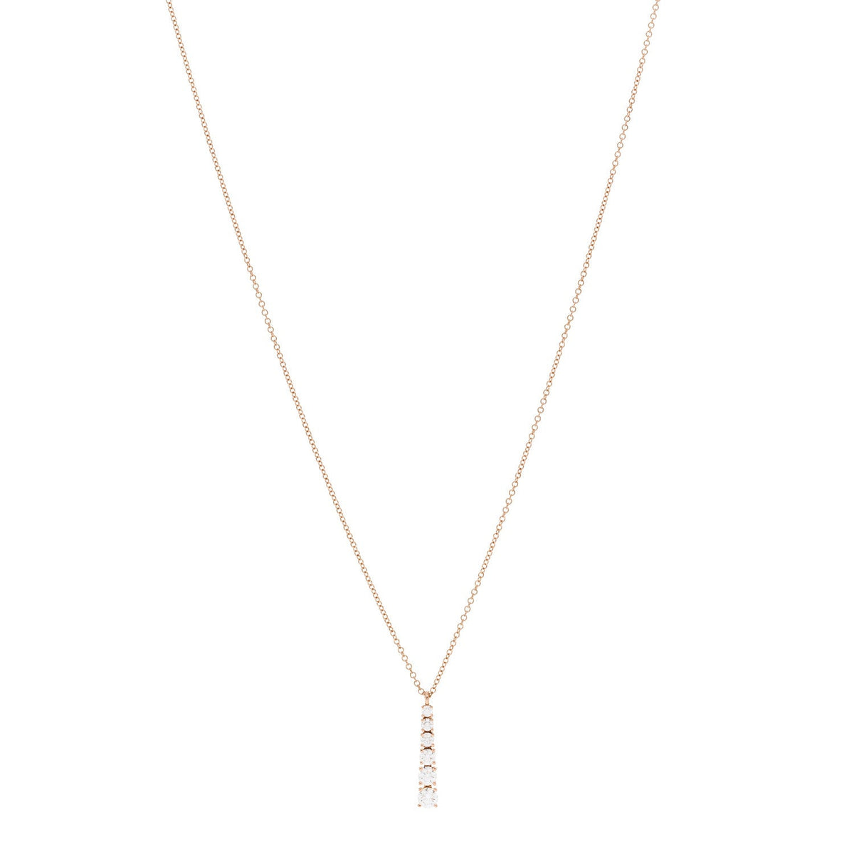 18K Rose Gold Diamond Graduated Drop Pendant Necklace