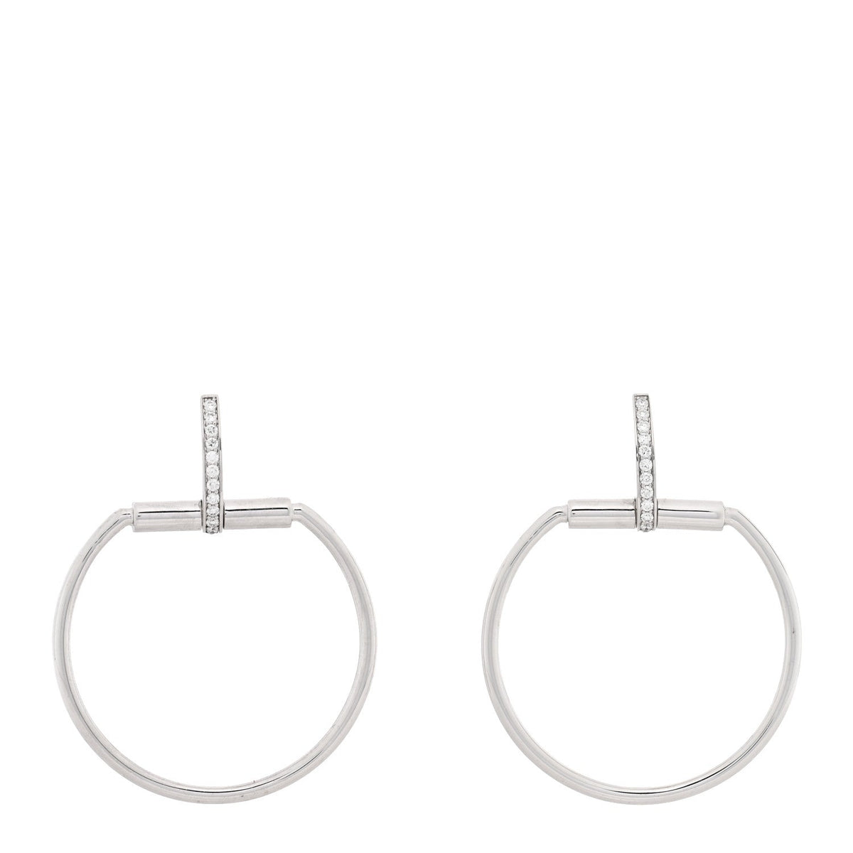 18K White Gold Diamond Classica Parisienne Round Drop Earrings