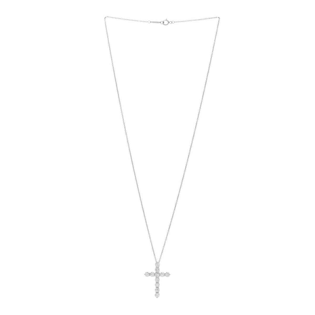 Platinum Diamond Large Cross Pendant Necklace