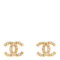 Crystal Metal CC Paris Button Stud Earrings Gold