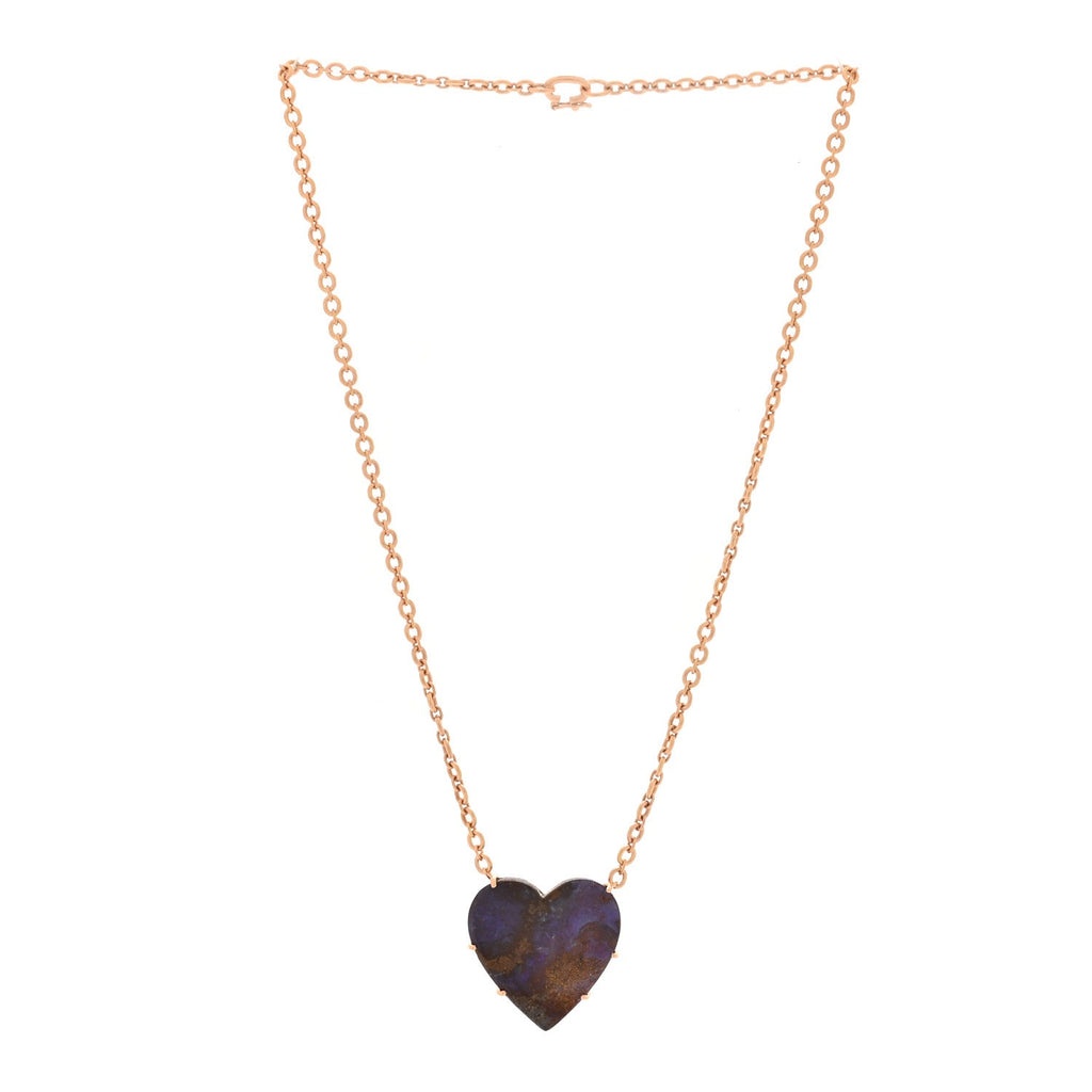 18K Rose Gold Boulder Opal One of a Kind Love Pendant Necklace