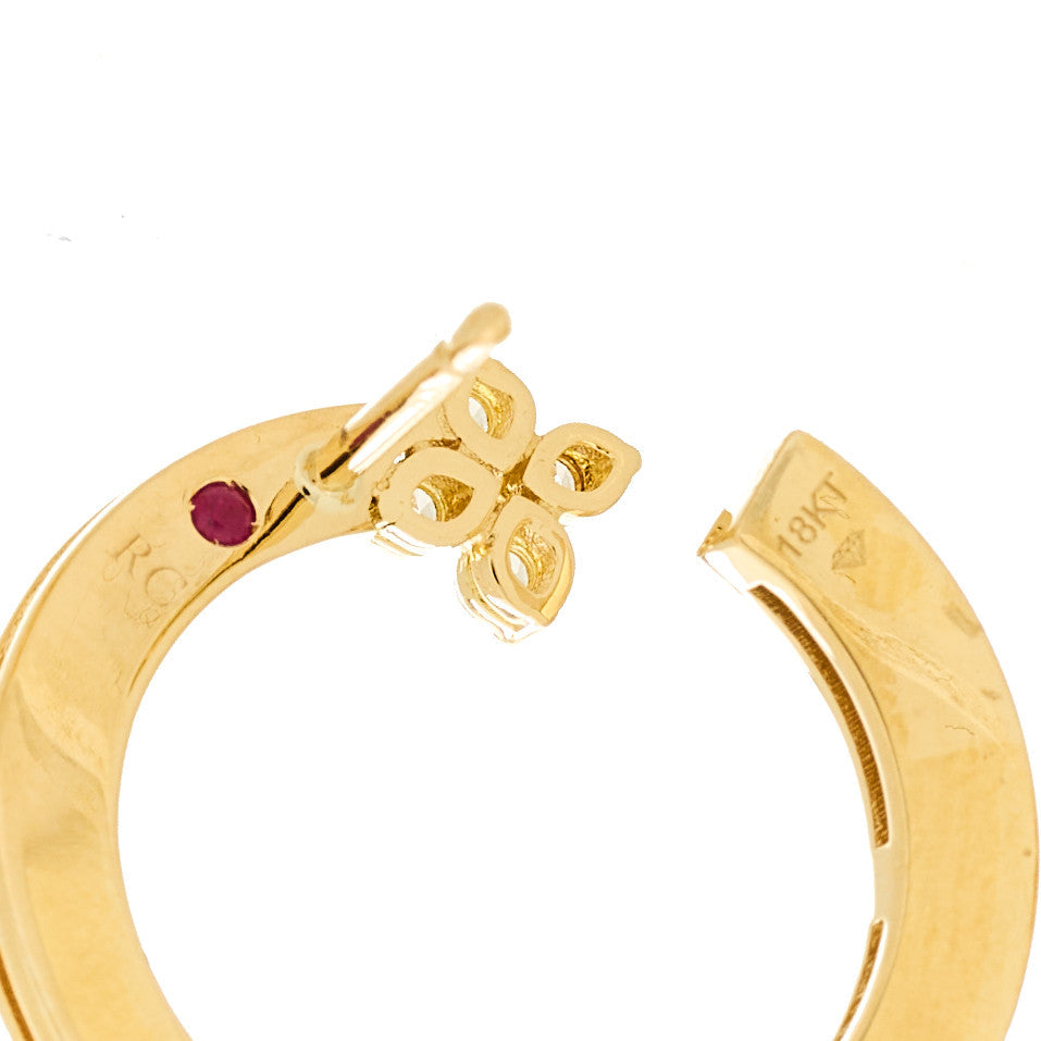 18K Yellow Gold Diamond Double Circle Earrings
