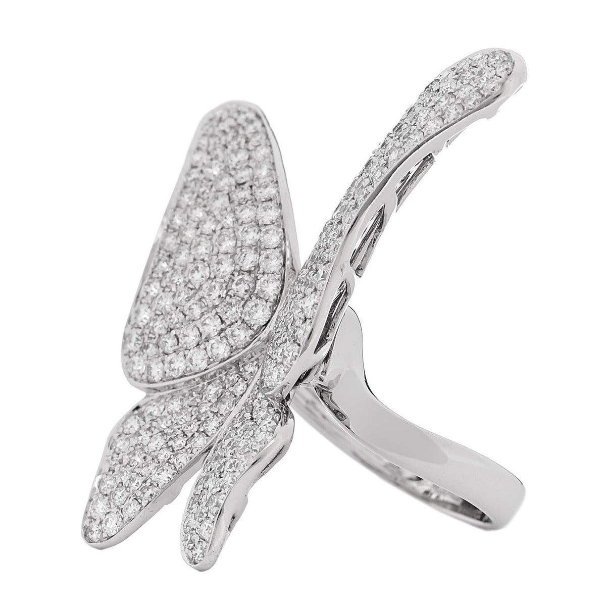 18K White Gold Diamond 3.25ctw Butterfly Ring 54 7