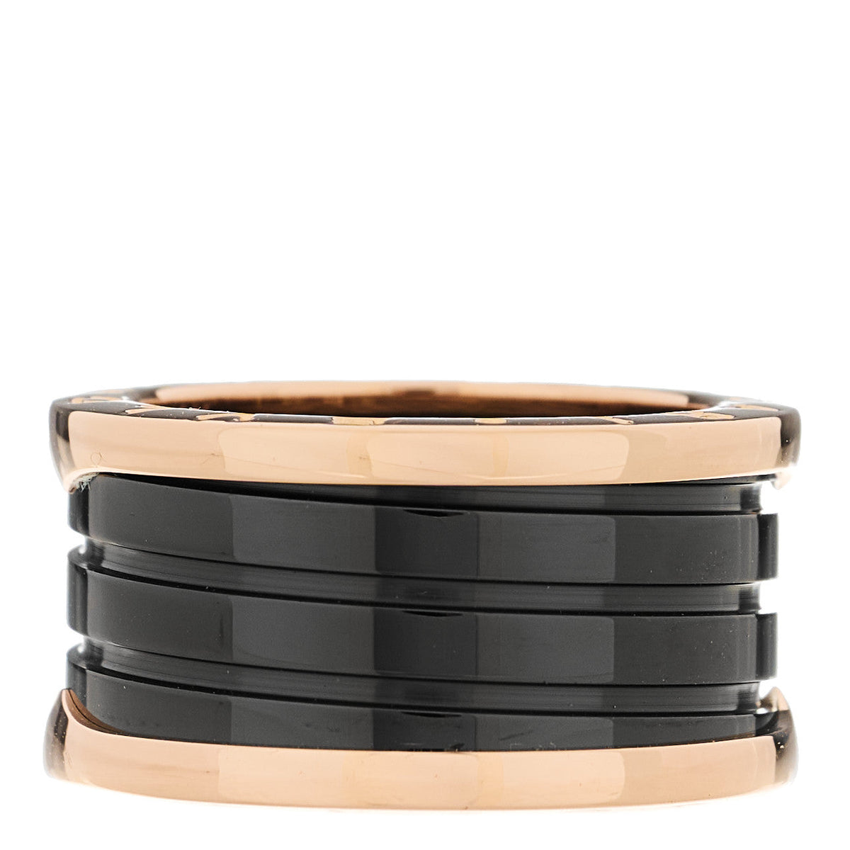 18K Rose Gold Black Ceramic B.Zero1 Four-Band Ring 57 8