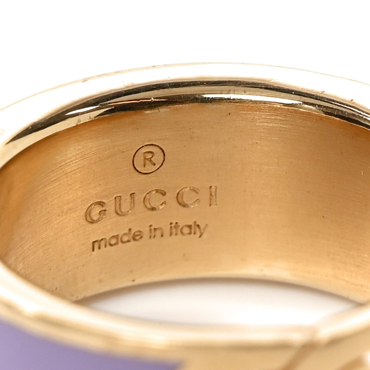 Metal Enamel Interlocking G Ring Gold Purple