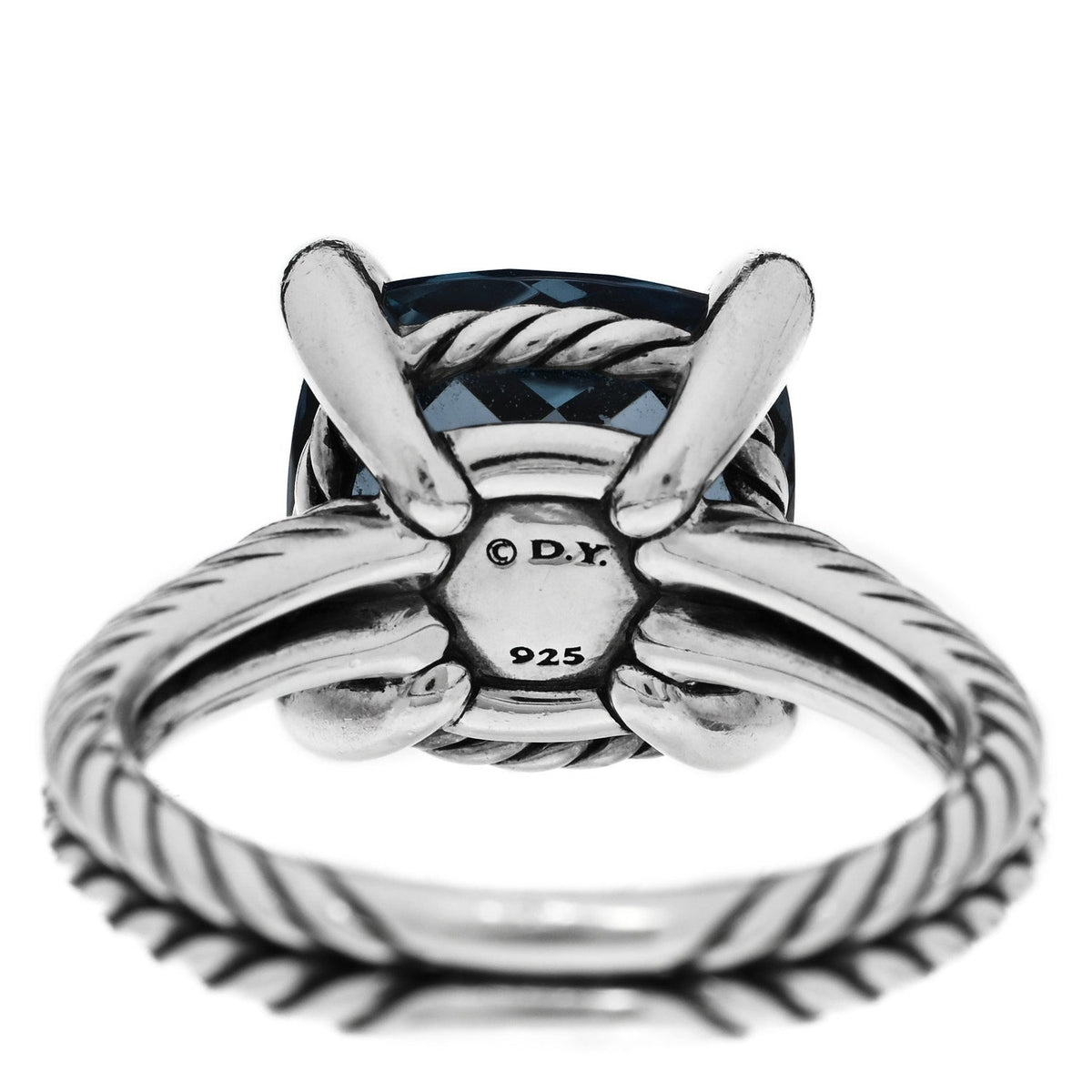 Sterling Silver Diamond Hampton Blue Topaz 11mm Chatelaine Ring 54 7