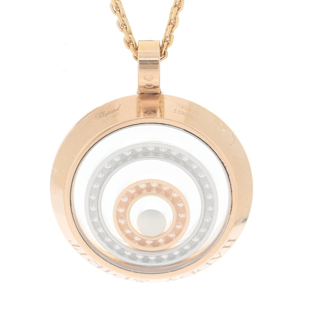 18K Rose White Gold Diamond Happy Spirit Three-Ring Pendant Necklace