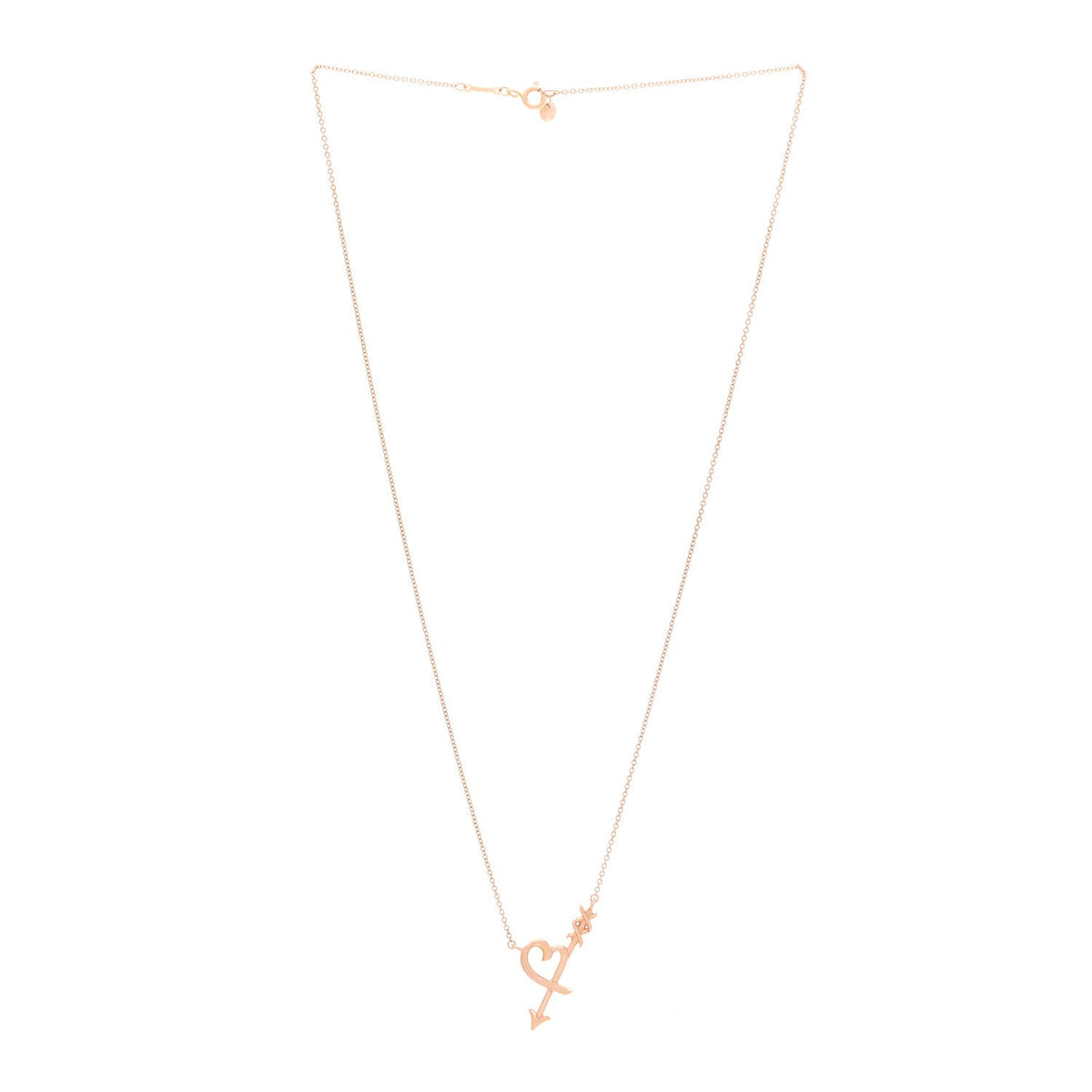 18K Rose Gold Paloma Picasso Heart and Arrow Pendant Necklace