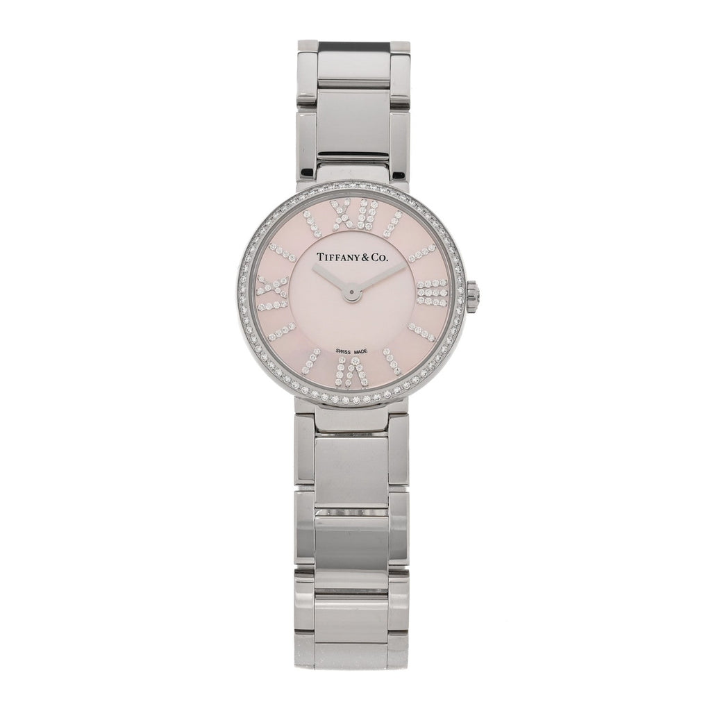 Stainless Steel Diamond Bezel 24mm Atlas 2-Hand Quartz Watch Silver