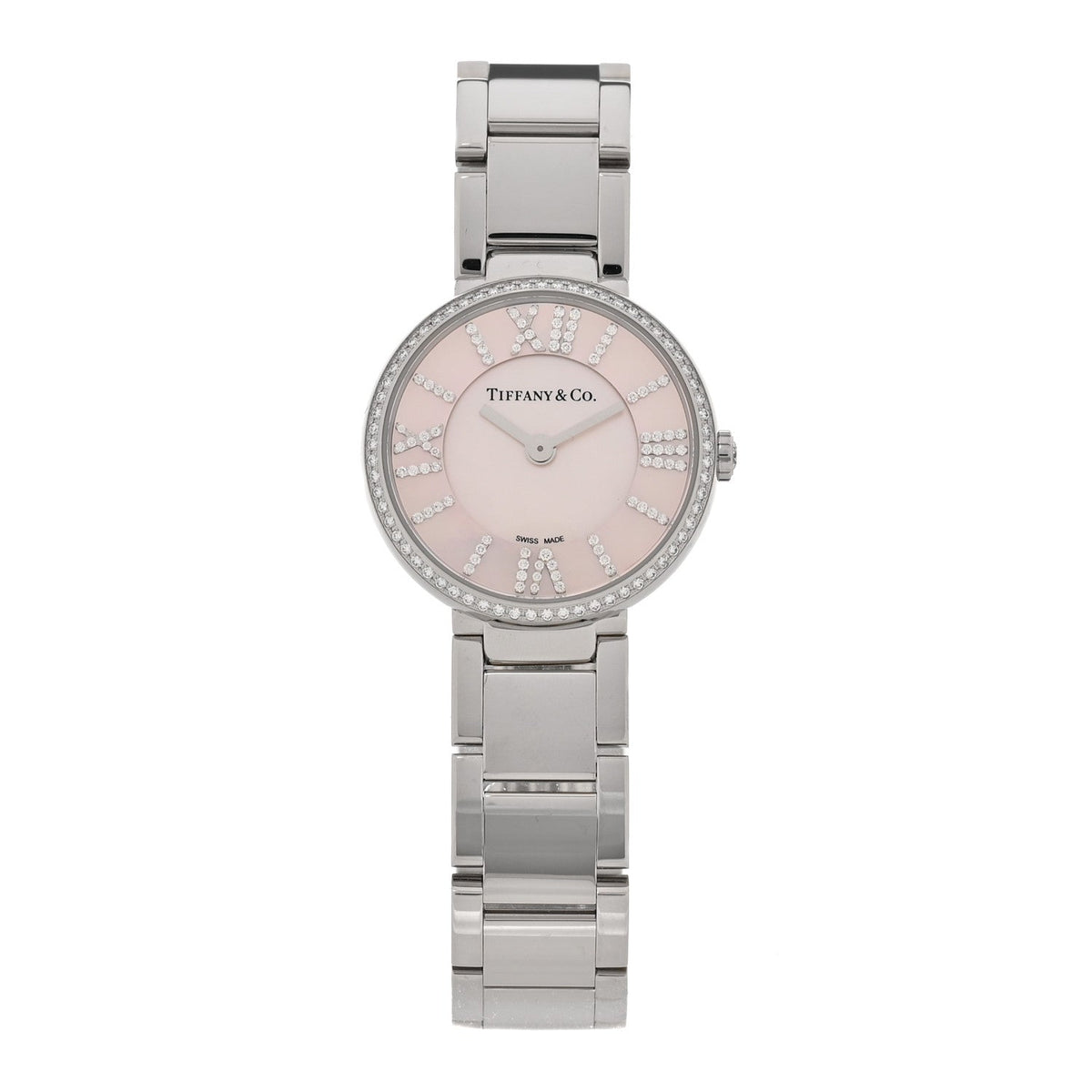 Stainless Steel Diamond Bezel 24mm Atlas 2-Hand Quartz Watch Silver