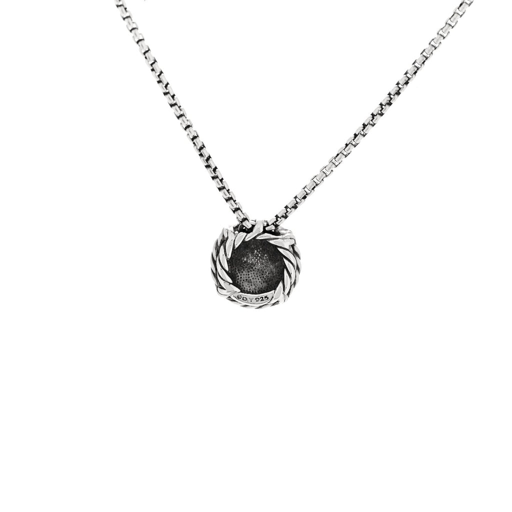 Sterling Silver Black Onyx 8mm Petite Chatelaine Pendant Necklace