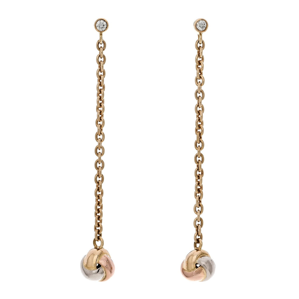 18K Pink Yellow White Gold Baby Trinity Drop Earrings