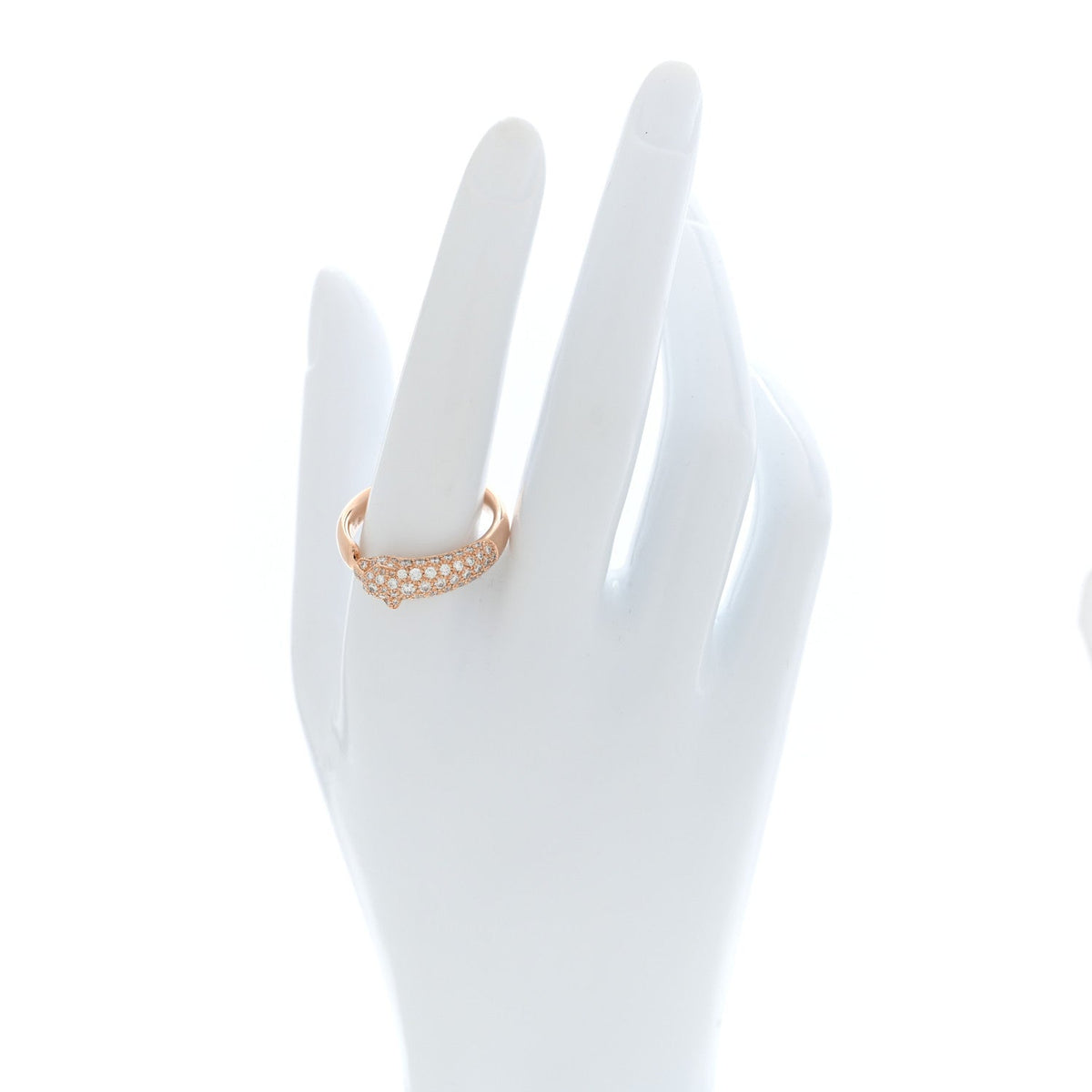 18K Pink Gold Diamond Emerald Onyx Panthere De Cartier Ring 62 10