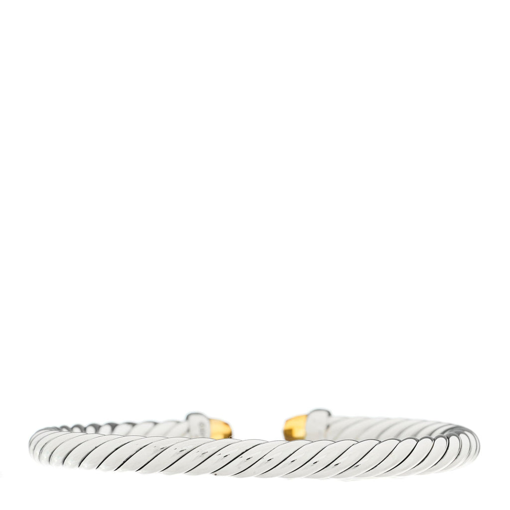 Sterling Silver Diamond Citrine 6mm Cable Flex Bracelet