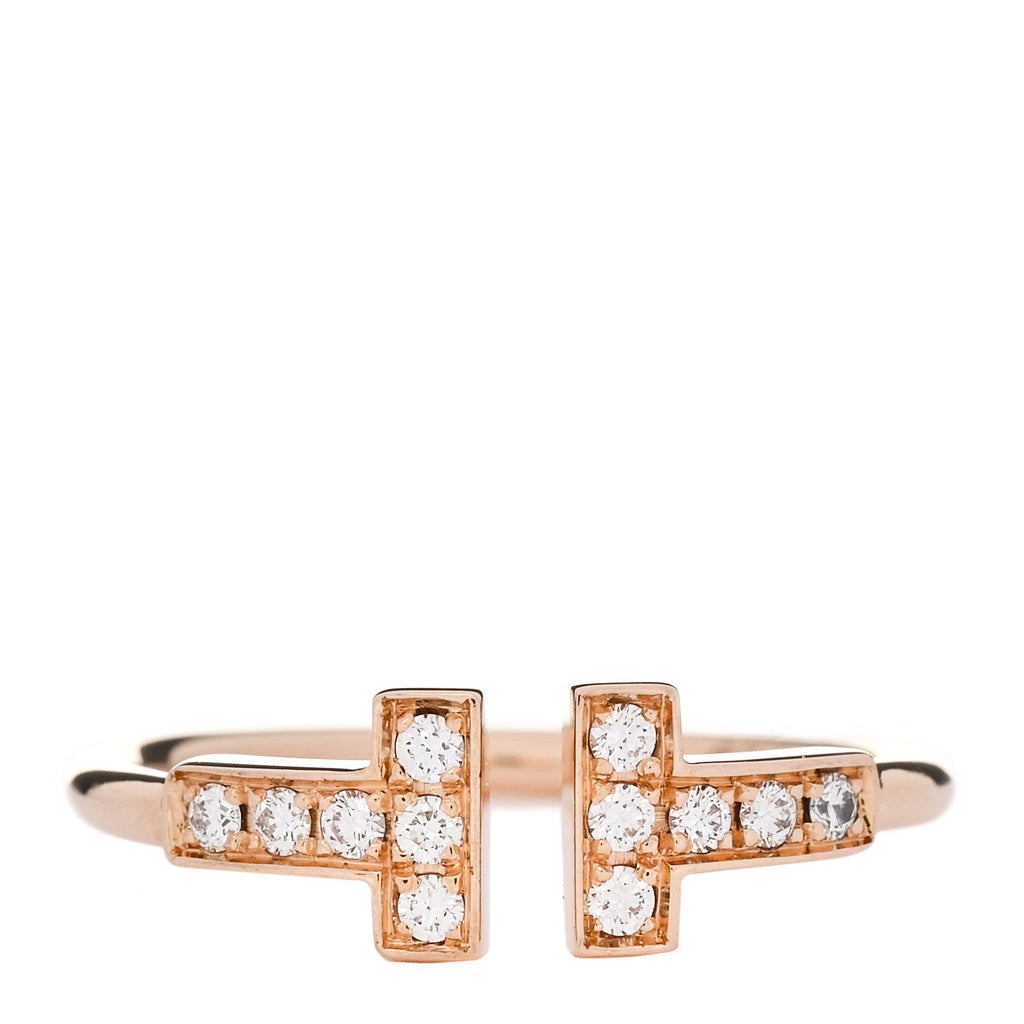 18K Rose Gold Diamond T Wire Ring 51 5.75