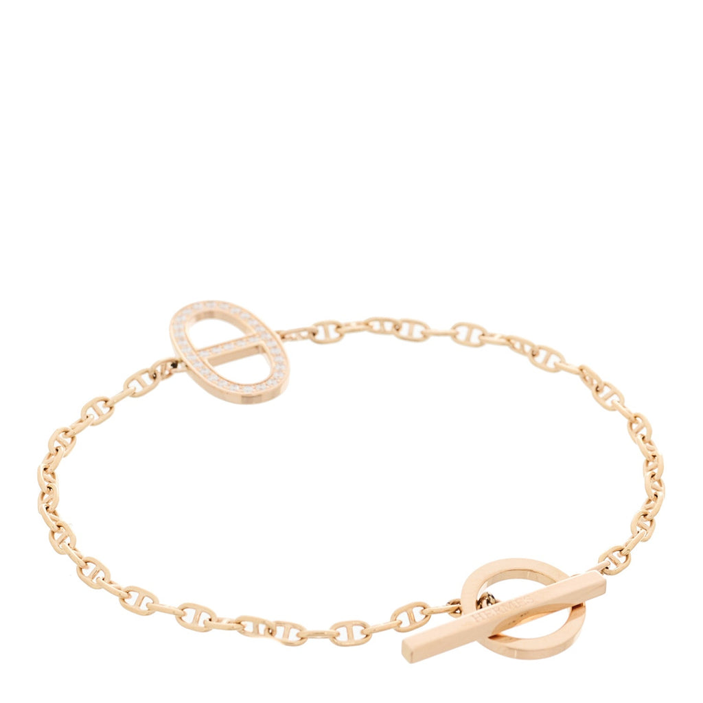 18K Rose Gold Diamond Chaine d'Ancre Contour Bracelet SH