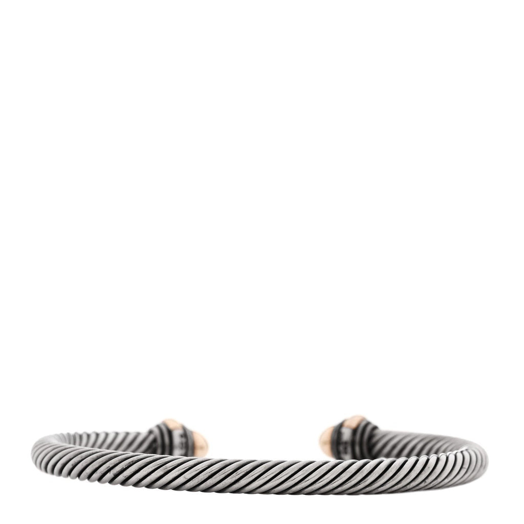 Sterling Silver 14K Yellow Gold 5mm Cable Classics Dome Bracelet