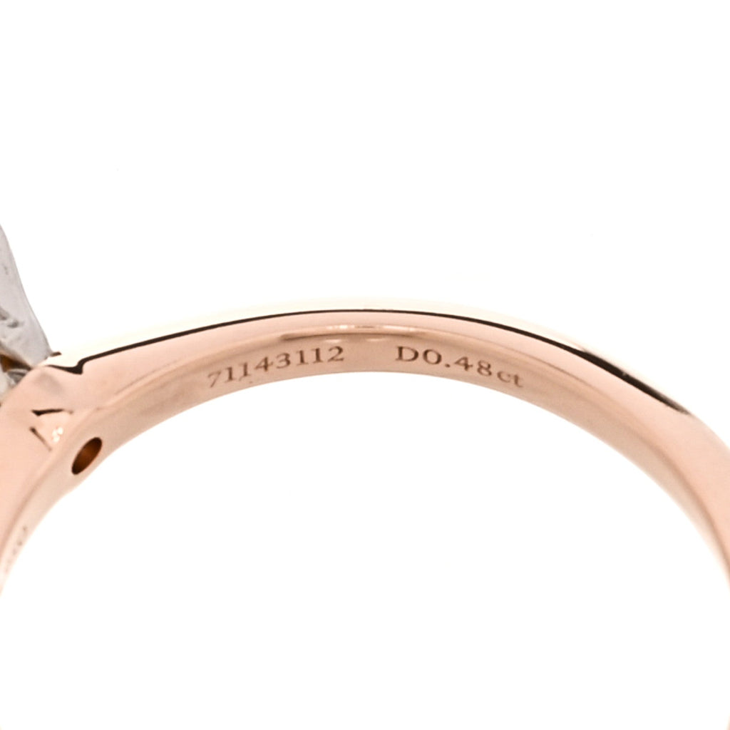 18K Rose Gold Platinum Diamond .48ct Solitaire Engagement Ring 52 6