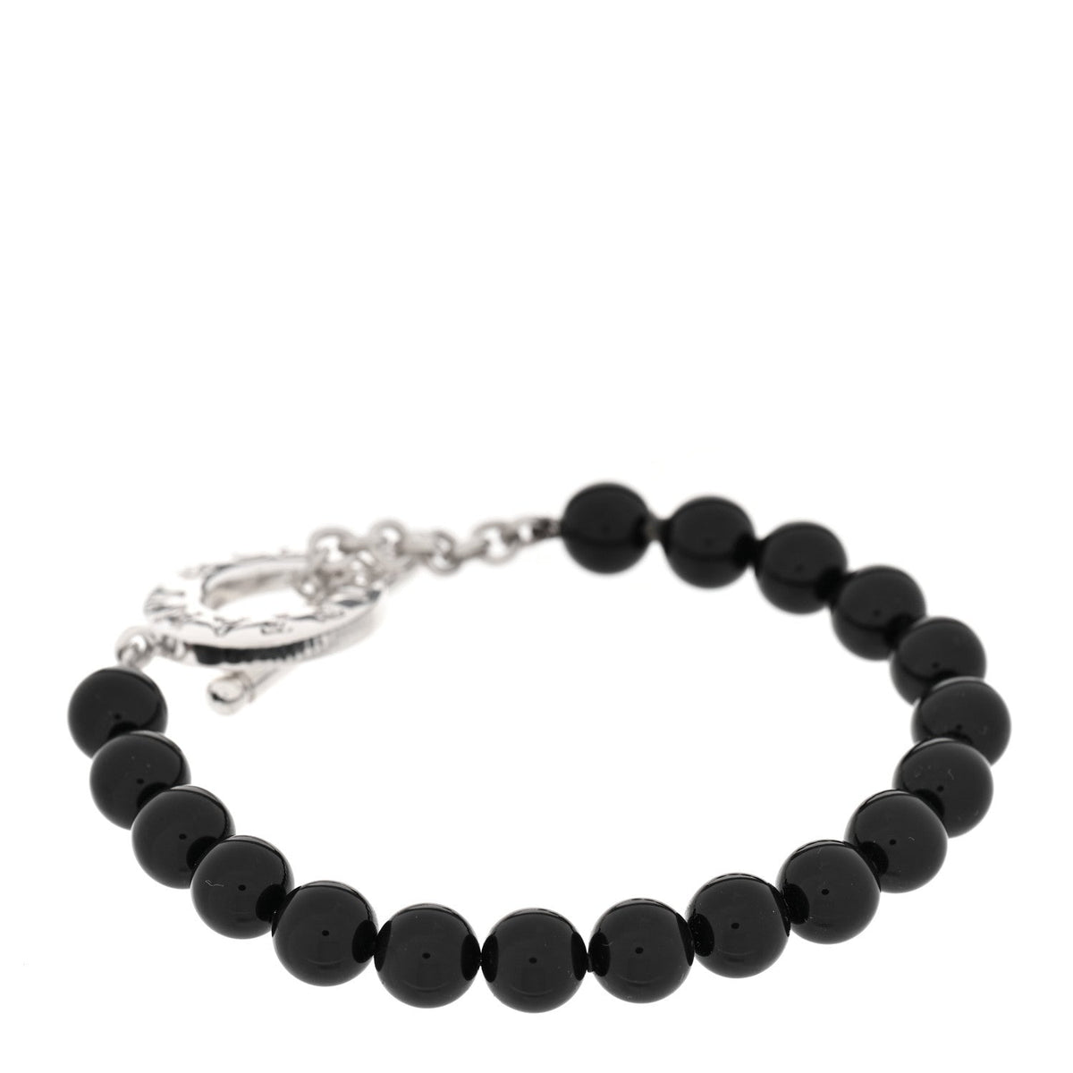 Sterling Silver Black Onyx Bead Toggle Bracelet
