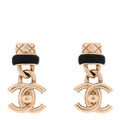 Lambskin CC Turnlock Drop Earrings Gold Black