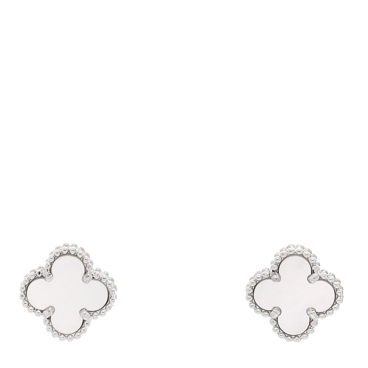 18K White Gold Mother of Pearl Sweet Alhambra Earrings