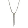 Sterling Silver 18K Yellow Gold Blue Topaz Multi Strand Chain Choker Necklace