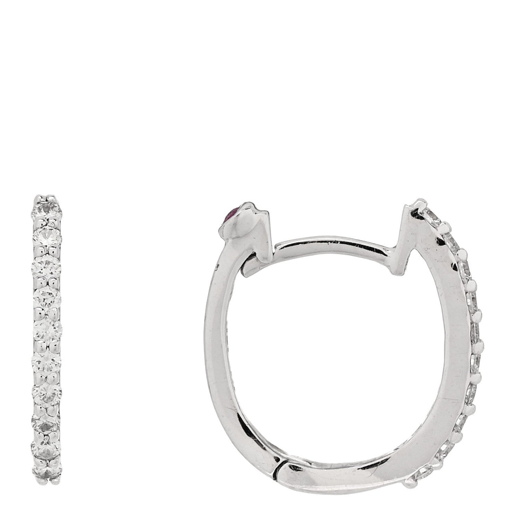 18K White Gold Diamond Pave Huggie Earrings