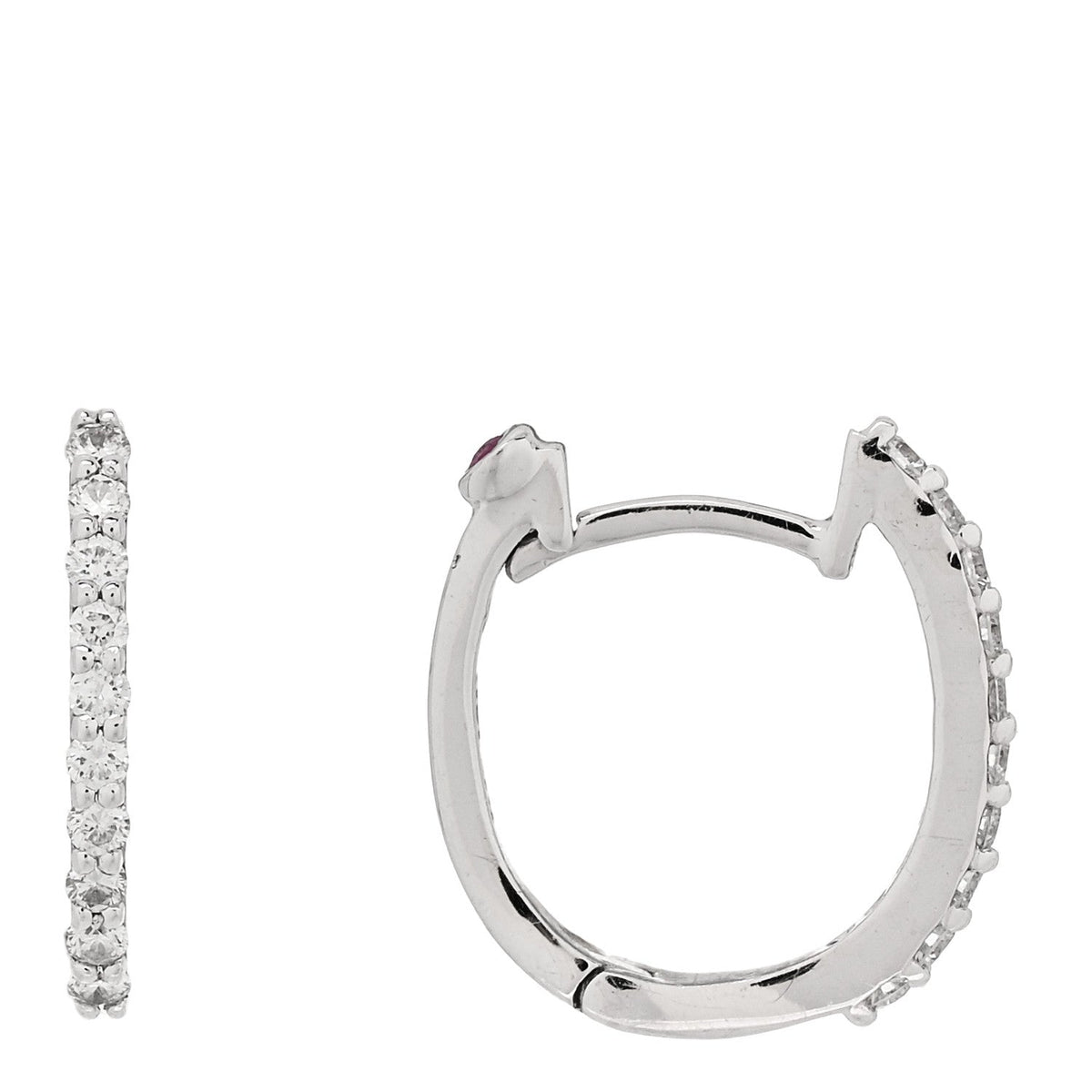 18K White Gold Diamond Pave Huggie Earrings