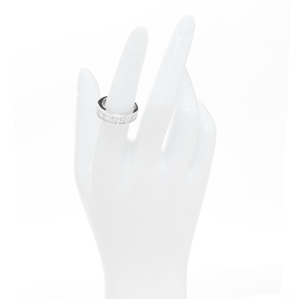 18K White Gold Diamond Tectonic Band Ring 53 6.5