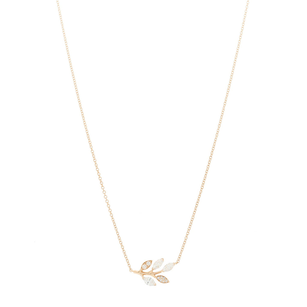 18K Rose Gold Diamond Victoria Vine Pendant Necklace