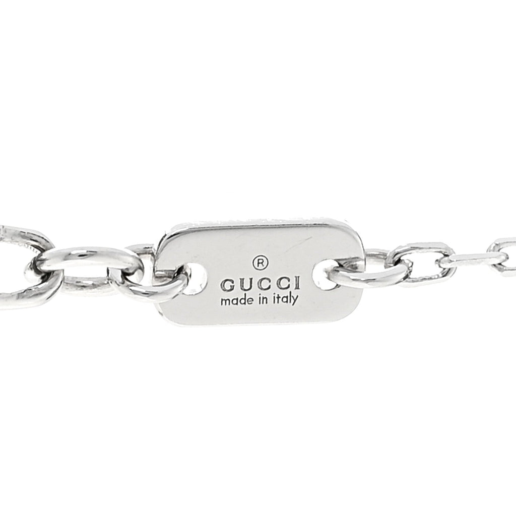 18K White Gold Diamond Running GG Pendant Necklace