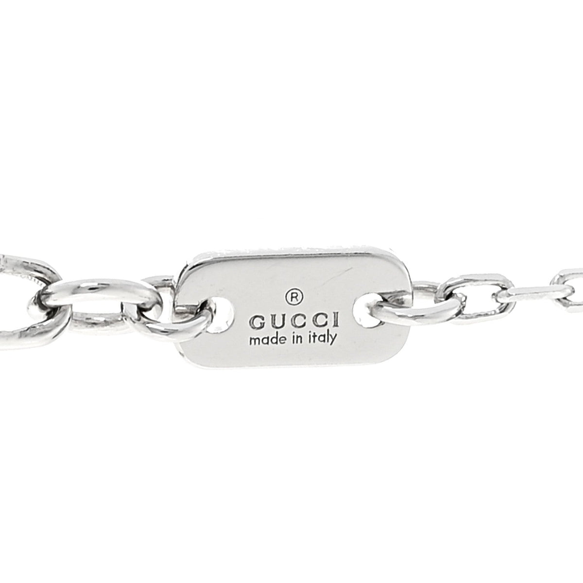 18K White Gold Diamond Running GG Pendant Necklace