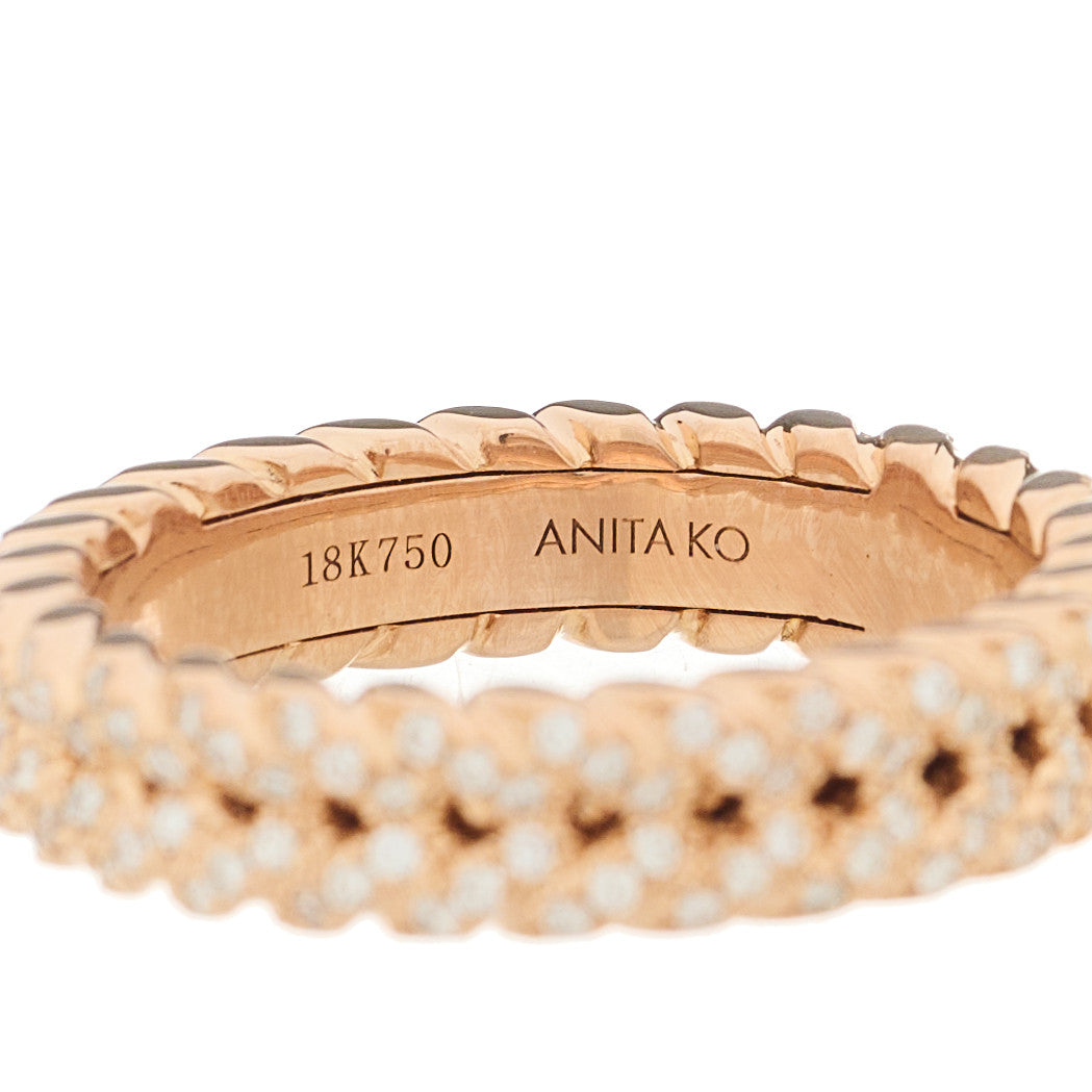 18K Rose Gold Diamond Braided Ring 54 7