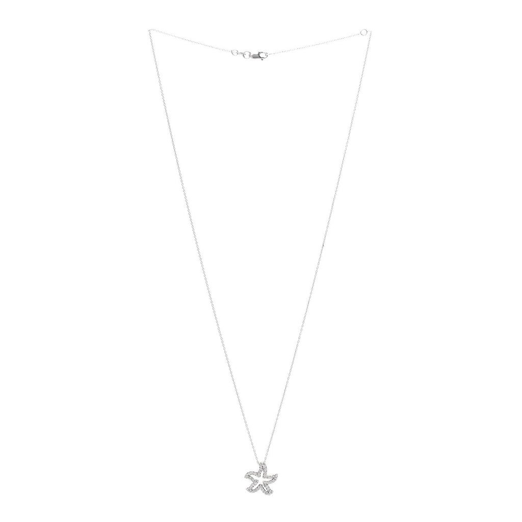 18K White Gold Diamond Tiny Treasures Starfish Pendant Necklace