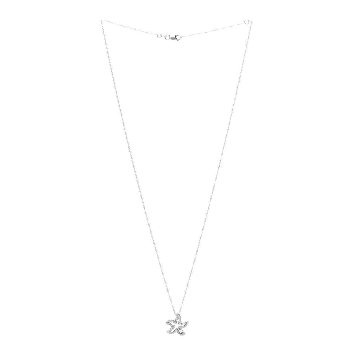 18K White Gold Diamond Tiny Treasures Starfish Pendant Necklace