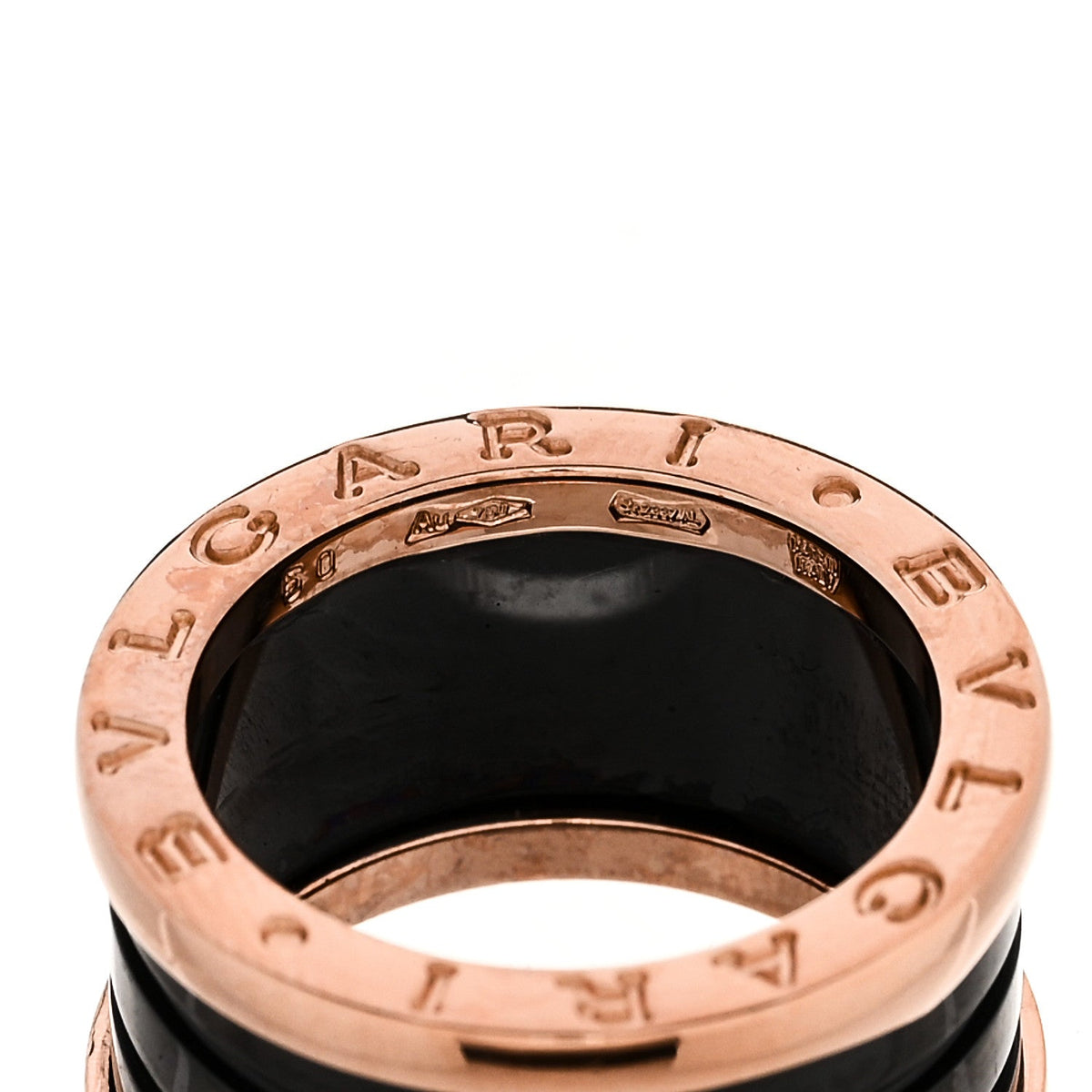 18K Rose Gold Black Ceramic B.Zero1 Four-Band Ring 50 5.25