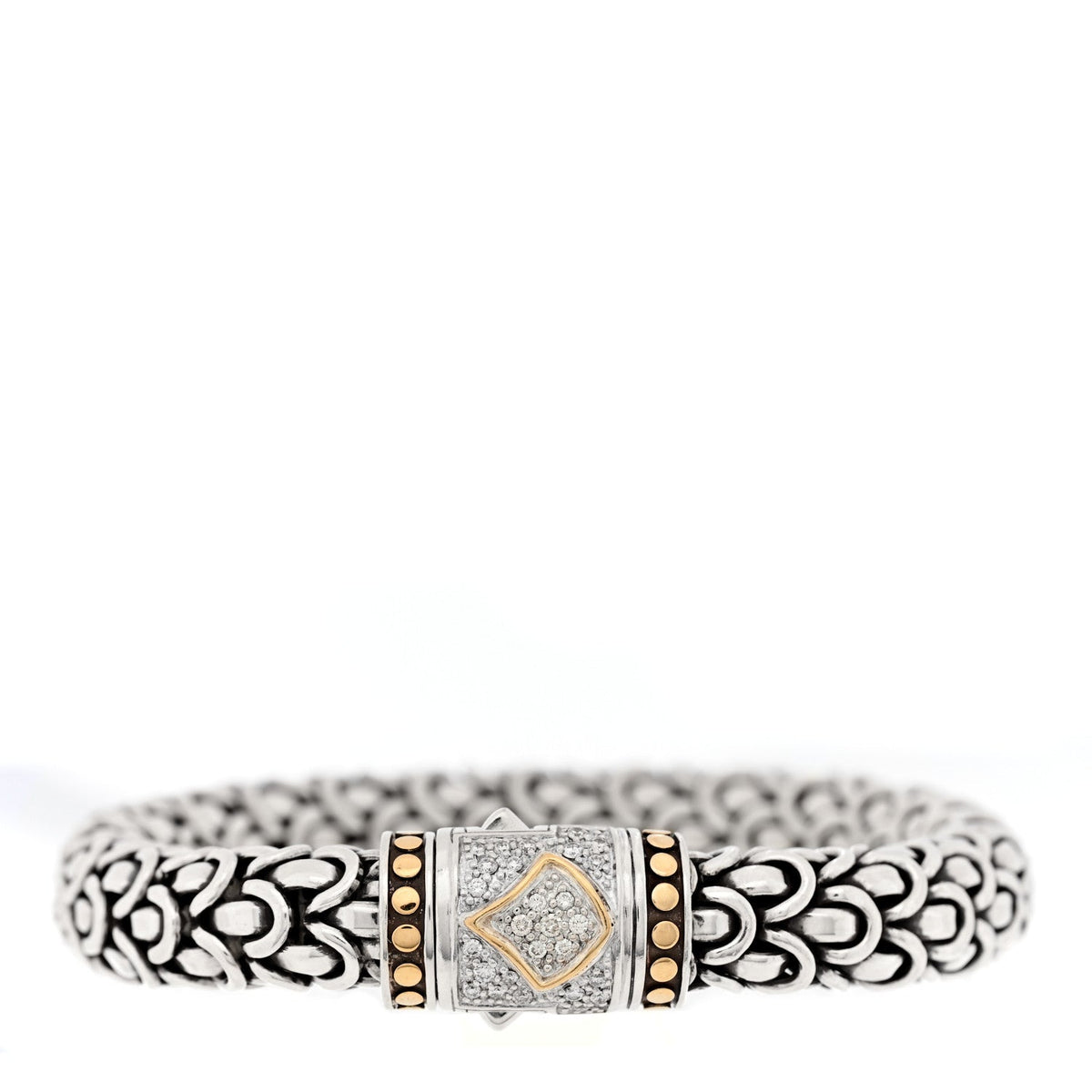 Sterling Silver 18K Yellow Gold Diamond 11mm Naga Bracelet