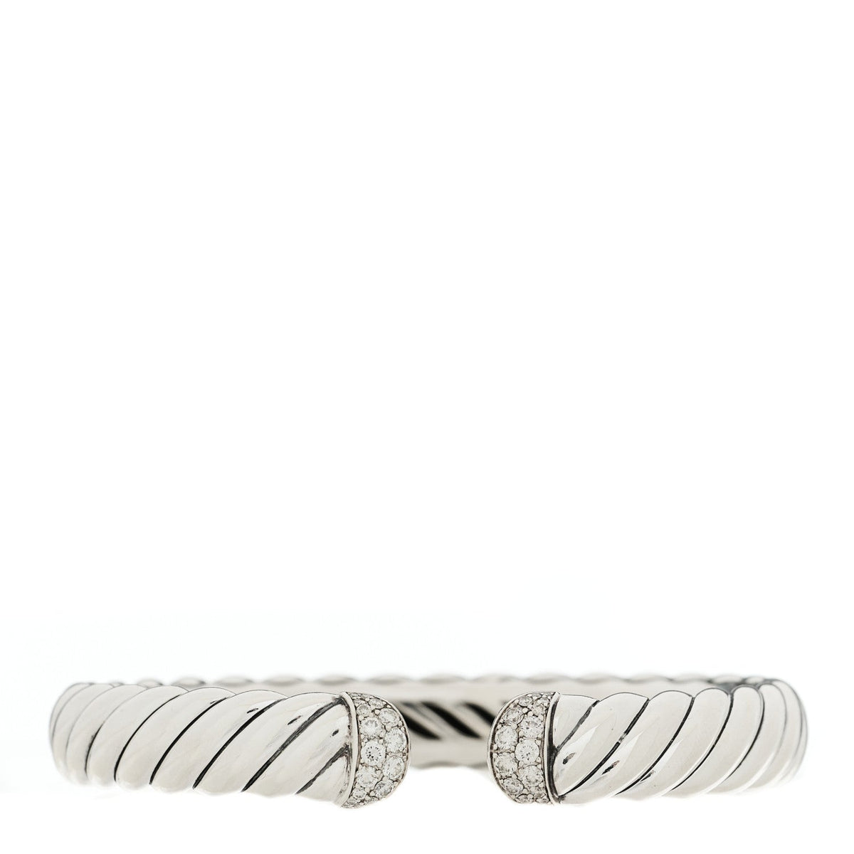Sterling Silver Diamond 10mm Sculpted Cable Cuff Bracelet