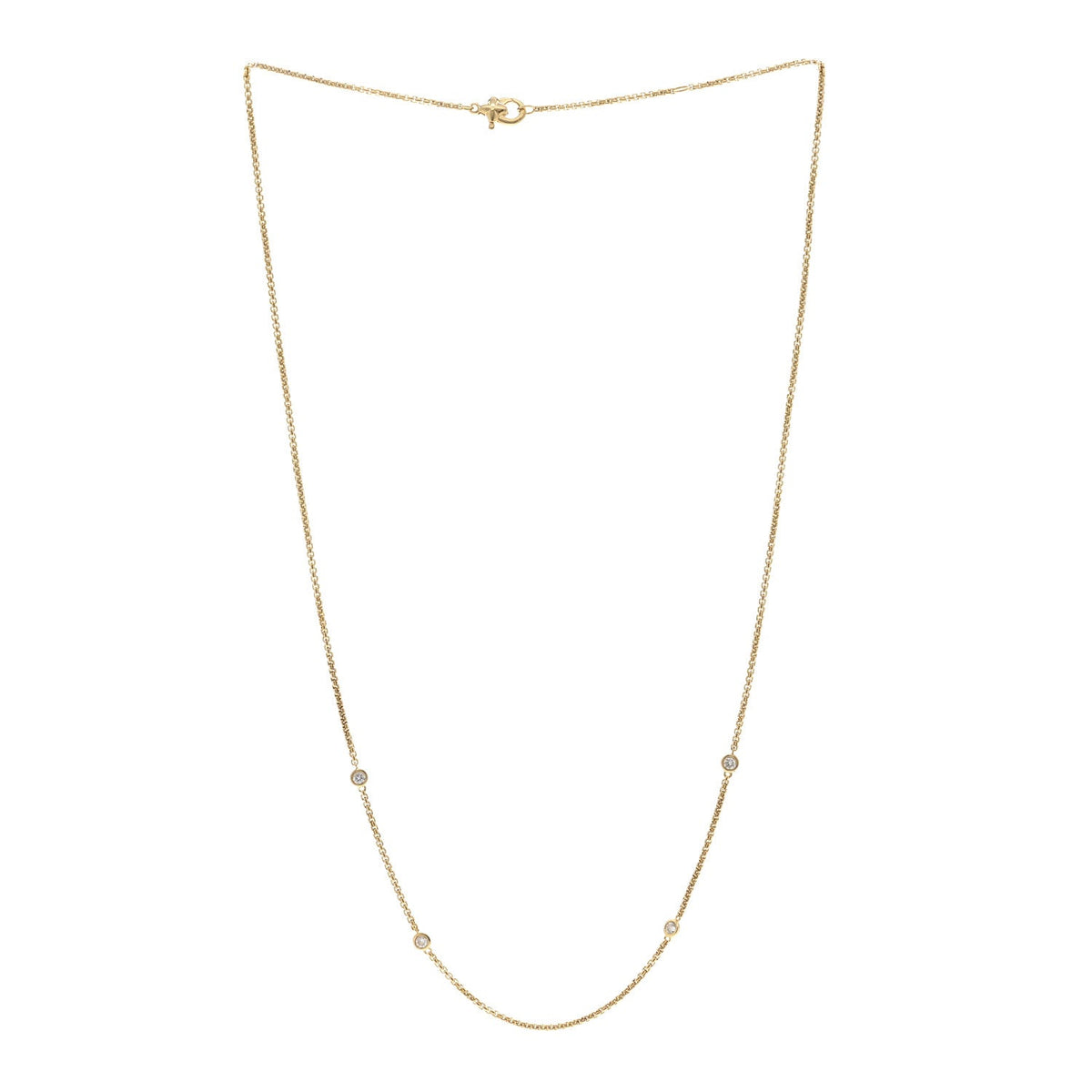 18K Yellow Gold Diamond Station Necklace