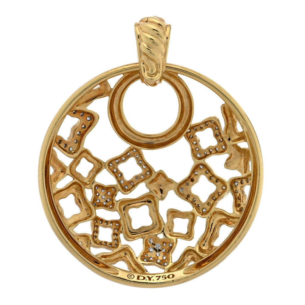 18K Yellow Gold Diamond Quatrefoil Pendant