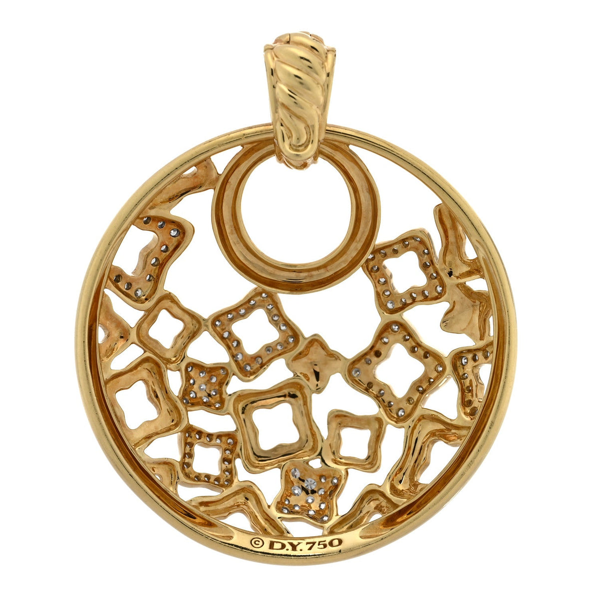 18K Yellow Gold Diamond Quatrefoil Pendant