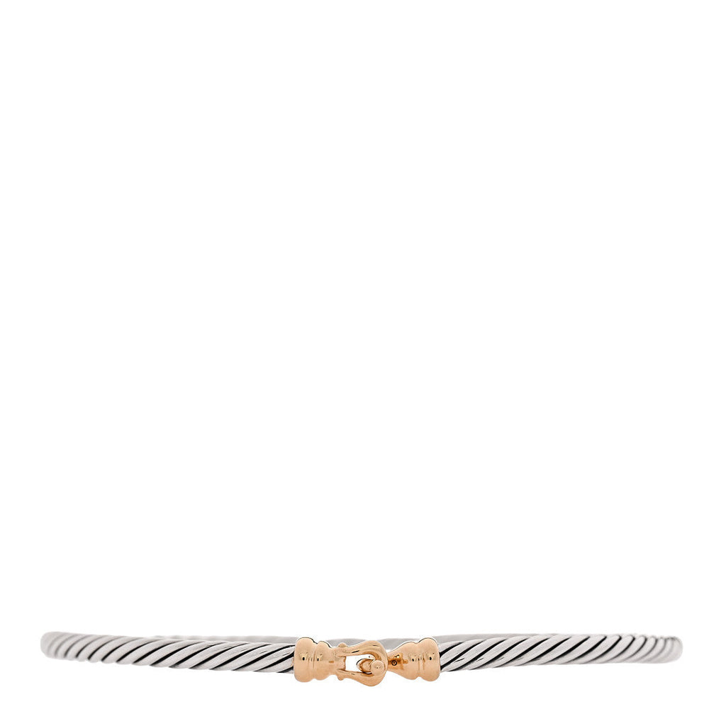 Sterling Silver 18K Yellow Gold 3mm Cable Buckle Bracelet