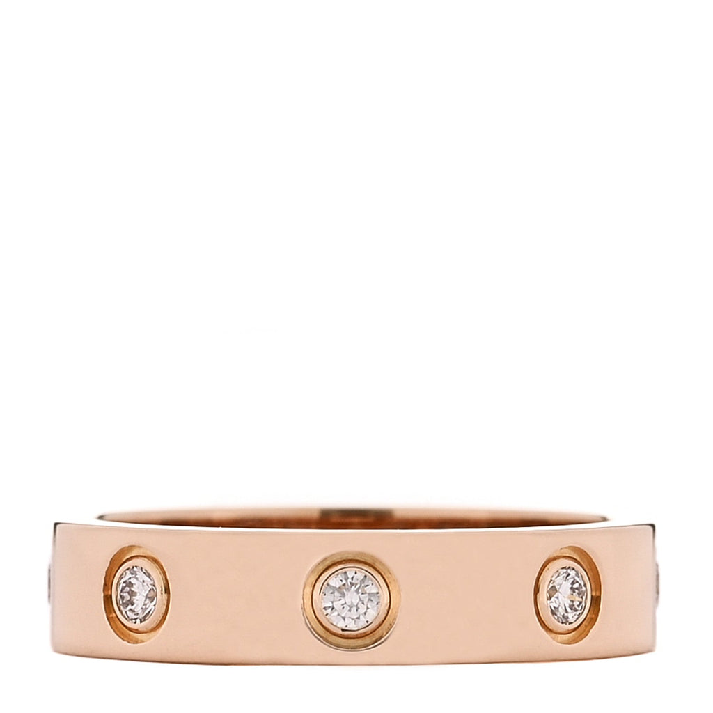 18K Pink Gold 8 Diamond 4mm LOVE Wedding Band Ring 48 4.5
