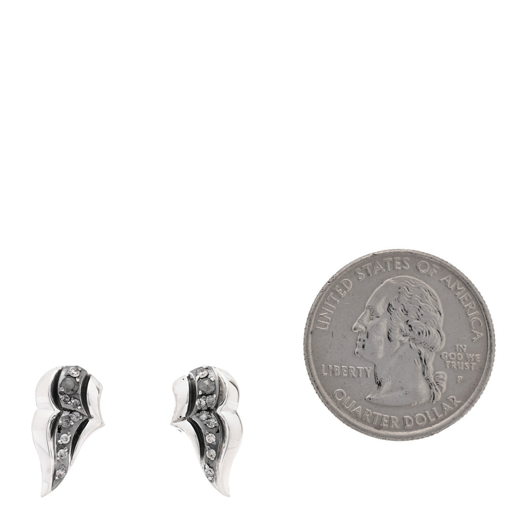Sterling Silver Diamond Lahar Wing Stud Earrings