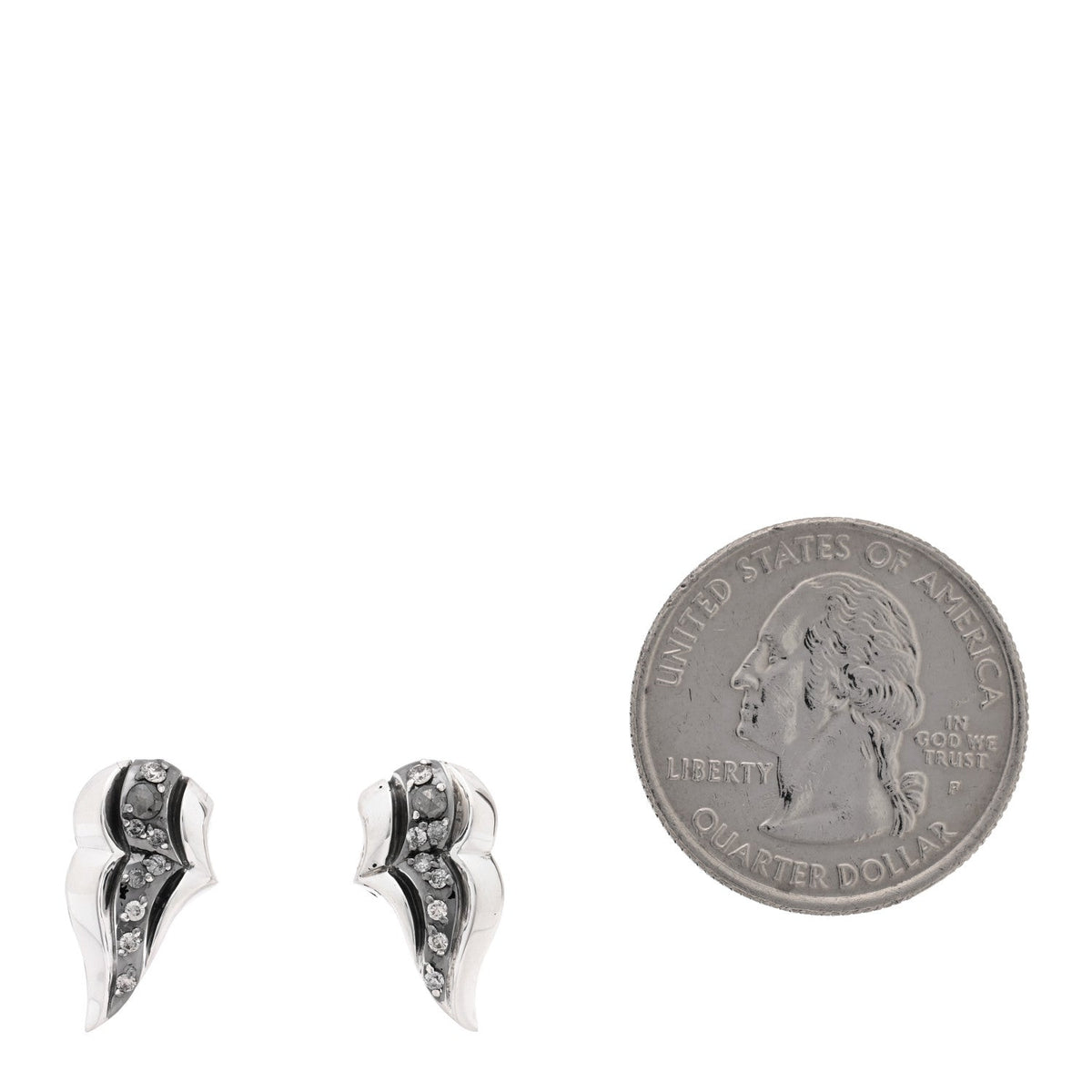 Sterling Silver Diamond Lahar Wing Stud Earrings