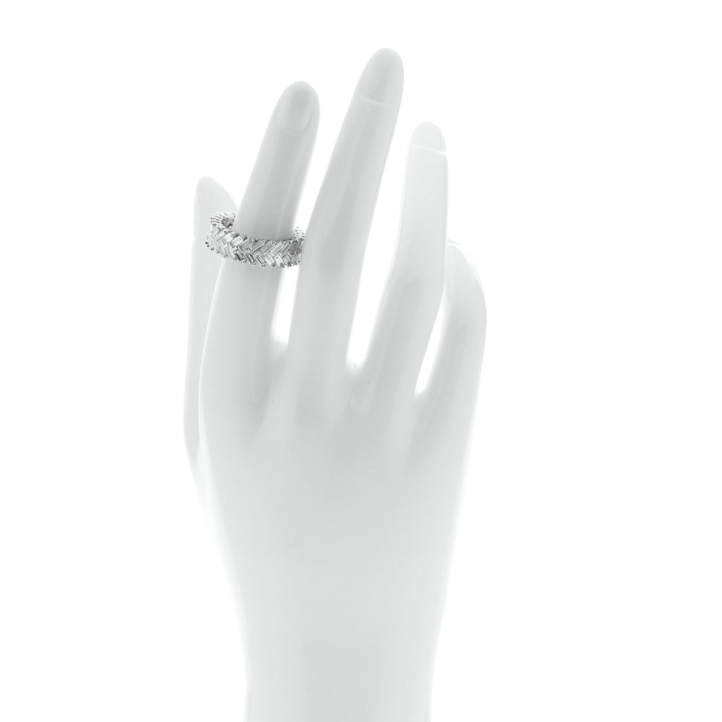 18K White Gold Diamond Zipper Ring 55 7.25
