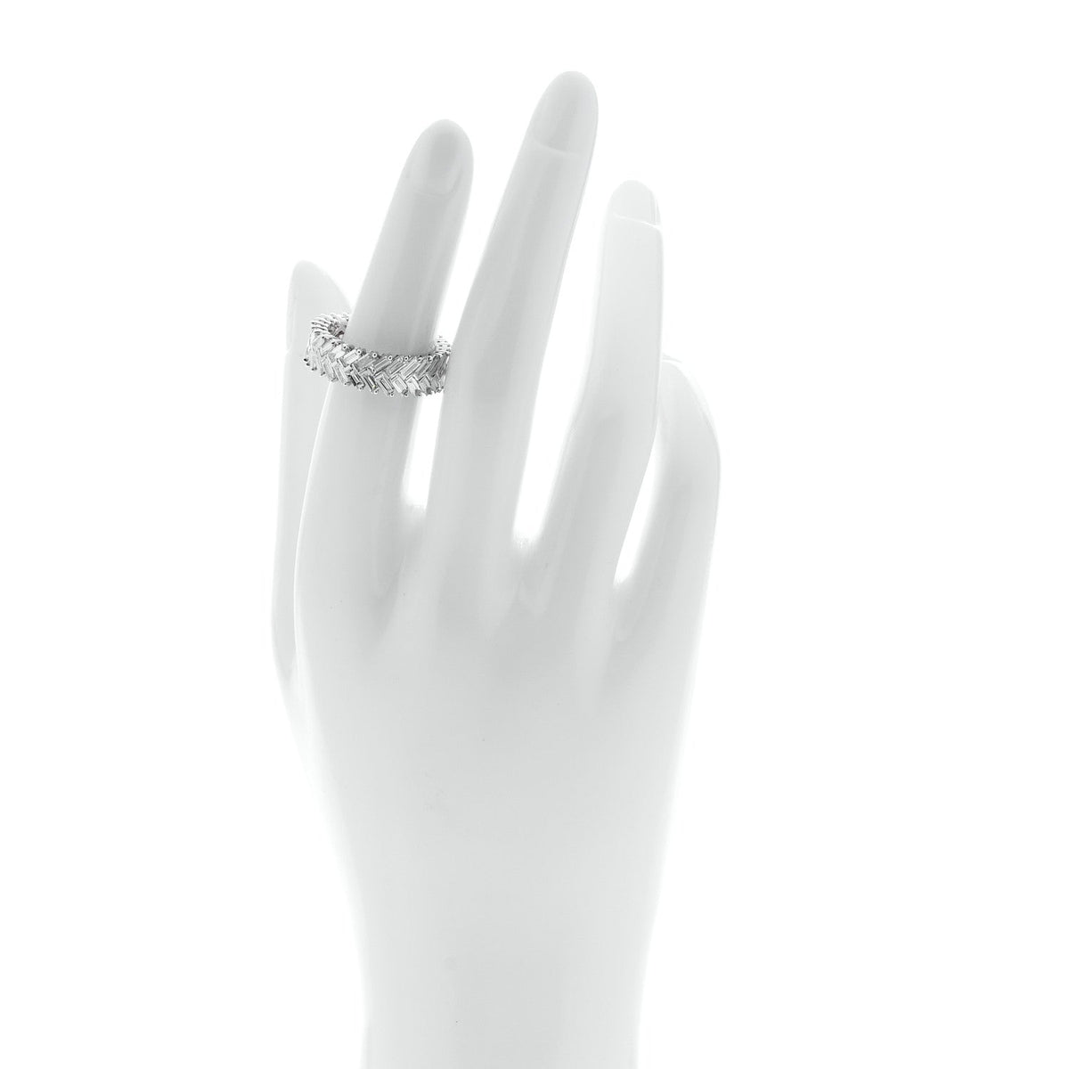 18K White Gold Diamond Zipper Ring 55 7.25
