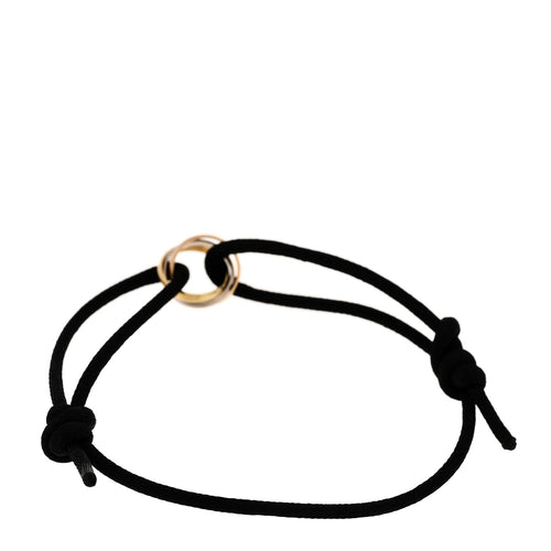 18k Pink Yellow White Gold Trinity Adjustable Cord Bracelet Black